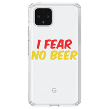 DistinctInk® Clear Shockproof Hybrid Case for Apple iPhone / Samsung Galaxy / Google Pixel - I Fear No Beer