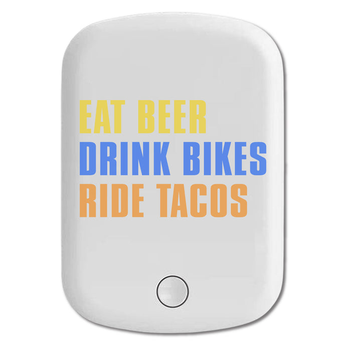 DistinctInk Magnetic Battery Pack, Wireless Portable Charger with USB-C Cable, Compatible with MagSafe iPhone 14 / 13 / 12 Series - Eat Beer Drink Bikes Ride Tacos