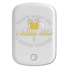 DistinctInk Magnetic Battery Pack, Wireless Portable Charger with USB-C Cable, Compatible with MagSafe iPhone 14 / 13 / 12 Series - I Drink Beer & I Know Things