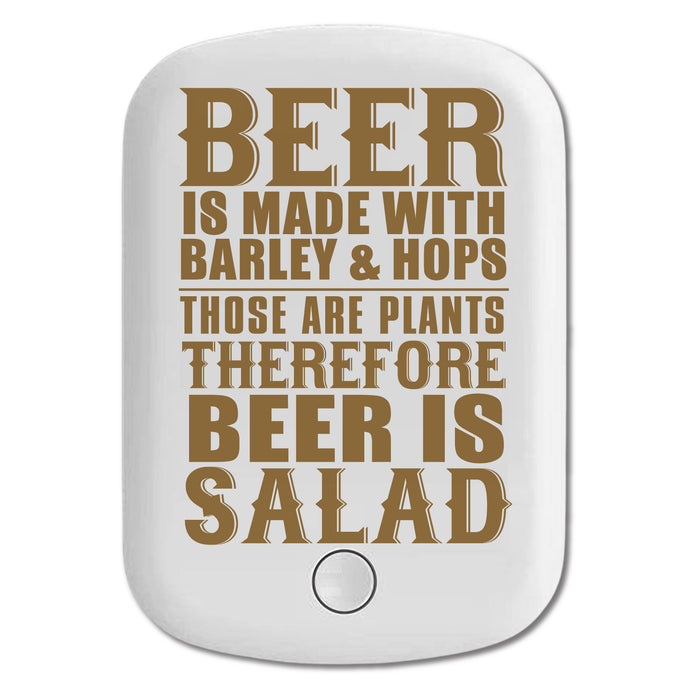 DistinctInk Magnetic Battery Pack, Wireless Portable Charger with USB-C Cable, Compatible with MagSafe iPhone 14 / 13 / 12 Series - Beer Is Barley & Hops Beer is Salad