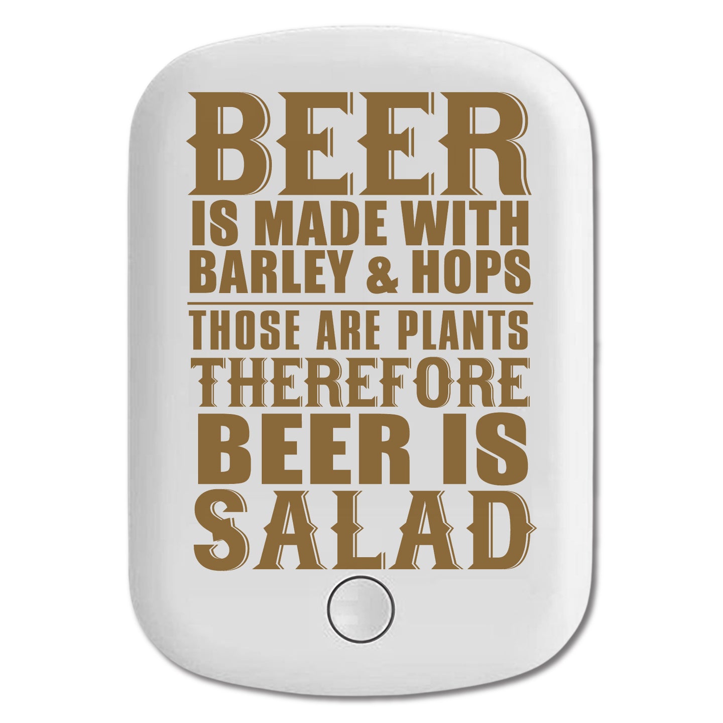 DistinctInk Magnetic Battery Pack, Wireless Portable Charger with USB-C Cable, Compatible with MagSafe iPhone 14 / 13 / 12 Series - Beer Is Barley & Hops Beer is Salad