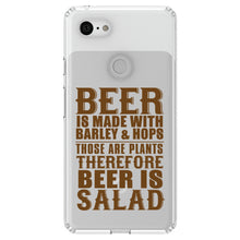 DistinctInk® Clear Shockproof Hybrid Case for Apple iPhone / Samsung Galaxy / Google Pixel - Beer Is Barley & Hops Beer is Salad