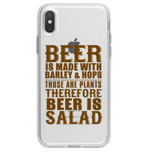 DistinctInk® Clear Shockproof Hybrid Case for Apple iPhone / Samsung Galaxy / Google Pixel - Beer Is Barley & Hops Beer is Salad