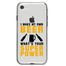 DistinctInk® Clear Shockproof Hybrid Case for Apple iPhone / Samsung Galaxy / Google Pixel - I Make Beer What's Your Super Power