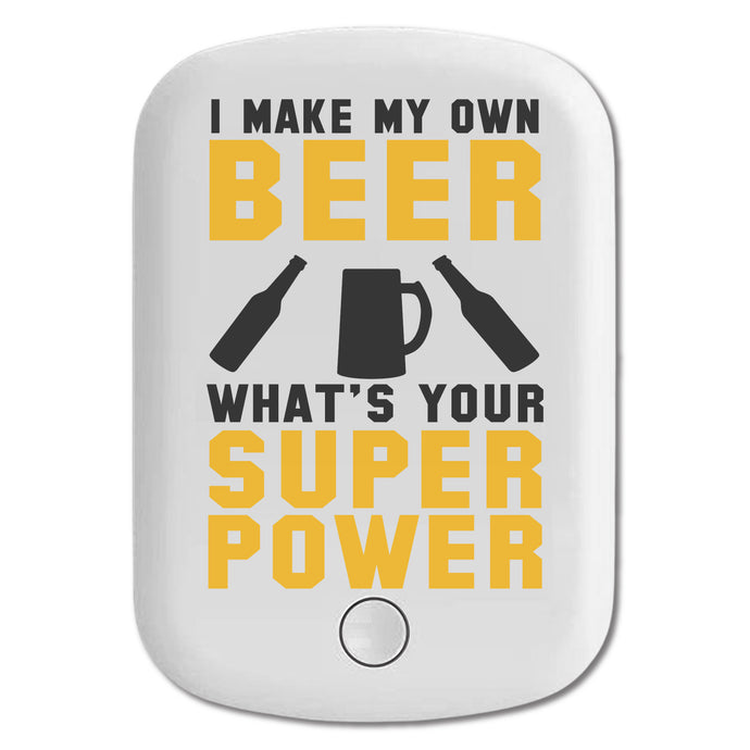 DistinctInk Magnetic Battery Pack, Wireless Portable Charger with USB-C Cable, Compatible with MagSafe iPhone 14 / 13 / 12 Series - I Make Beer What's Your Super Power