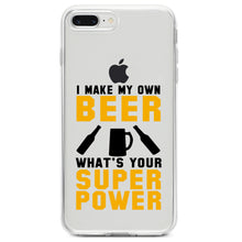DistinctInk® Clear Shockproof Hybrid Case for Apple iPhone / Samsung Galaxy / Google Pixel - I Make Beer What's Your Super Power