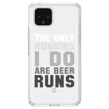DistinctInk® Clear Shockproof Hybrid Case for Apple iPhone / Samsung Galaxy / Google Pixel - The Only Running I Do Are Beer Runs