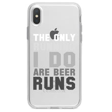DistinctInk® Clear Shockproof Hybrid Case for Apple iPhone / Samsung Galaxy / Google Pixel - The Only Running I Do Are Beer Runs