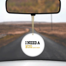 DistinctInk® Hanging Ceramic Christmas Tree Ornament with Gold String - Great Gift / Present - 2 3/4 inch Diameter - I Need a HUGlass of Beer