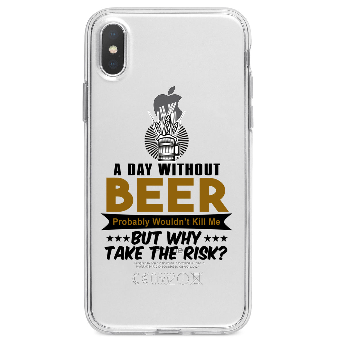 A Day Without Beer Why Take the Risk Clear Shockproof iPhone Case, view 3