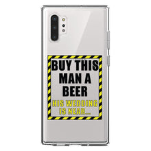 DistinctInk® Clear Shockproof Hybrid Case for Apple iPhone / Samsung Galaxy / Google Pixel - Buy This Man a Beer His Wedding is Near