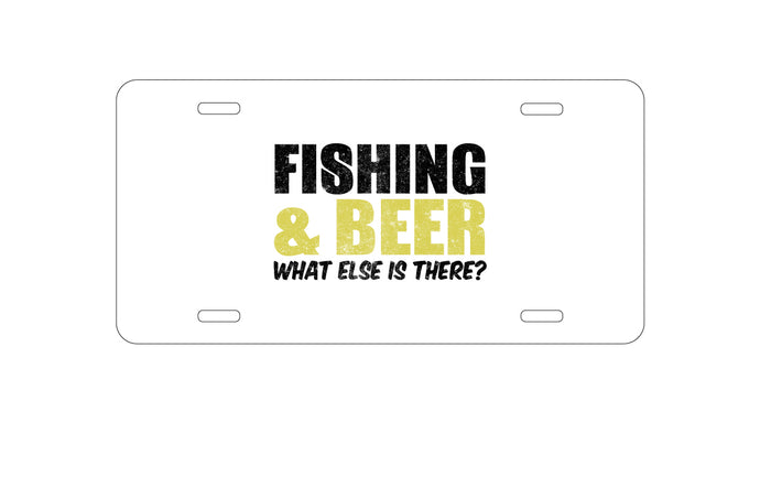 DistinctInk Custom Aluminum Decorative Vanity Front License Plate - Fishing & Beer.  What Else is There?
