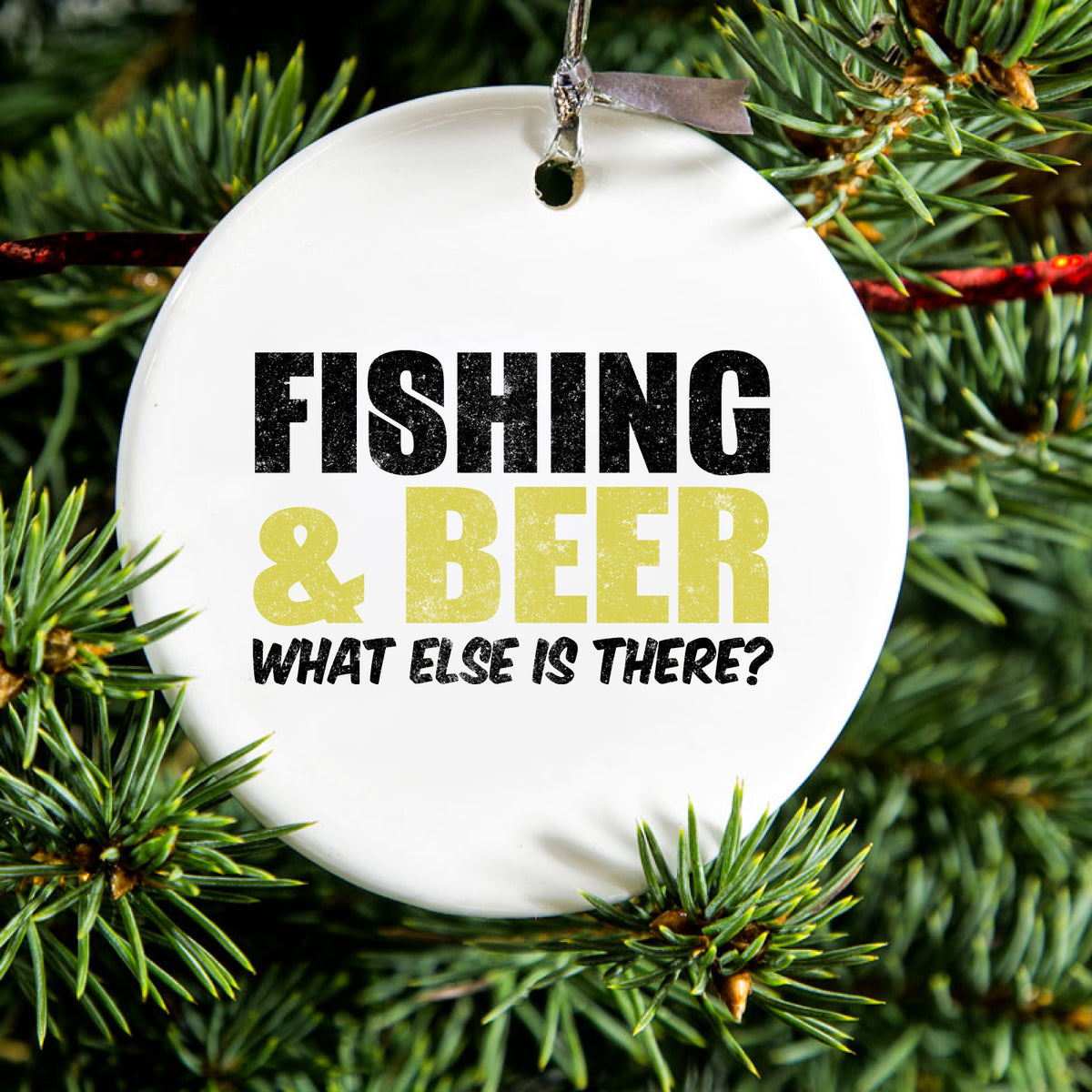 Fishing & Beer. What Else is There? Ceramic Ornament, view 2