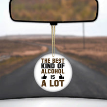 DistinctInk® Hanging Ceramic Christmas Tree Ornament with Gold String - Great Gift / Present - 2 3/4 inch Diameter - The Best Kind of Alcohol is A LOT