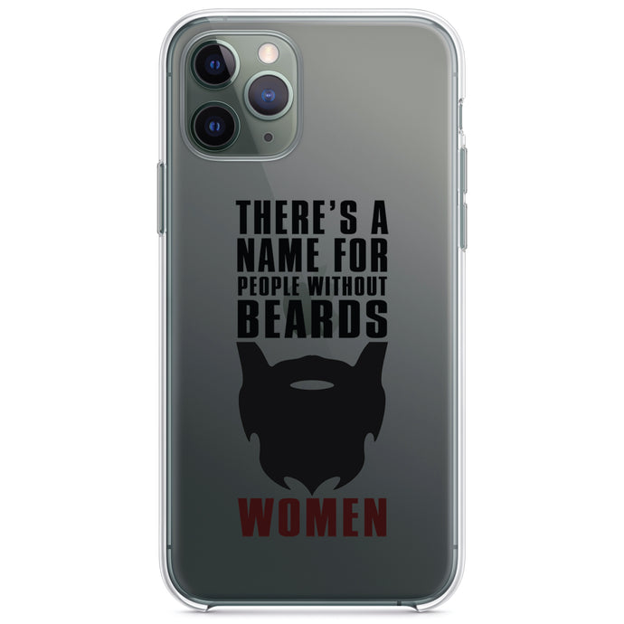 DistinctInk® Clear Shockproof Hybrid Case for Apple iPhone / Samsung Galaxy / Google Pixel - Name For People Without Beards:  Women