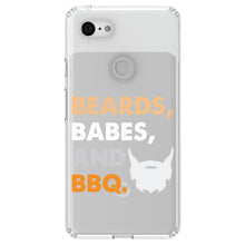 DistinctInk® Clear Shockproof Hybrid Case for Apple iPhone / Samsung Galaxy / Google Pixel - Beards, Babes And BBQ
