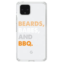 DistinctInk® Clear Shockproof Hybrid Case for Apple iPhone / Samsung Galaxy / Google Pixel - Beards, Babes And BBQ