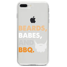 DistinctInk® Clear Shockproof Hybrid Case for Apple iPhone / Samsung Galaxy / Google Pixel - Beards, Babes And BBQ