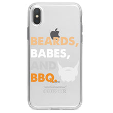 DistinctInk® Clear Shockproof Hybrid Case for Apple iPhone / Samsung Galaxy / Google Pixel - Beards, Babes And BBQ