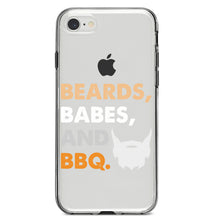 DistinctInk® Clear Shockproof Hybrid Case for Apple iPhone / Samsung Galaxy / Google Pixel - Beards, Babes And BBQ