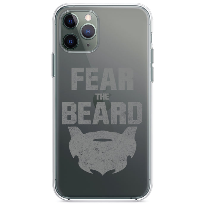 DistinctInk® Clear Shockproof Hybrid Case for Apple iPhone / Samsung Galaxy / Google Pixel - Fear the Beard