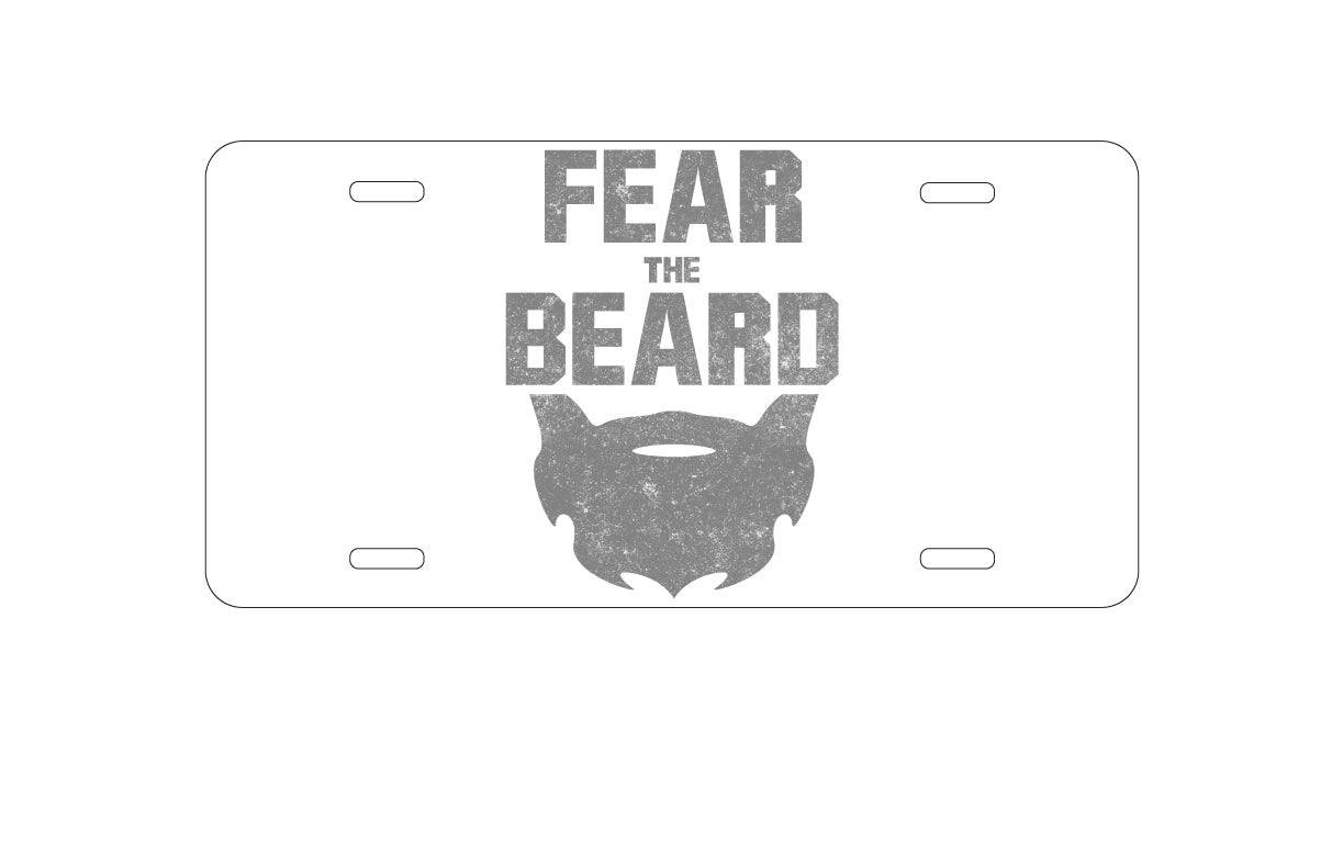 DistinctInk Custom Aluminum Decorative Vanity Front License Plate - Fear the Beard