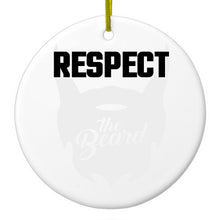 DistinctInk® Hanging Ceramic Christmas Tree Ornament with Gold String - Great Gift / Present - 2 3/4 inch Diameter - Respect the Beard