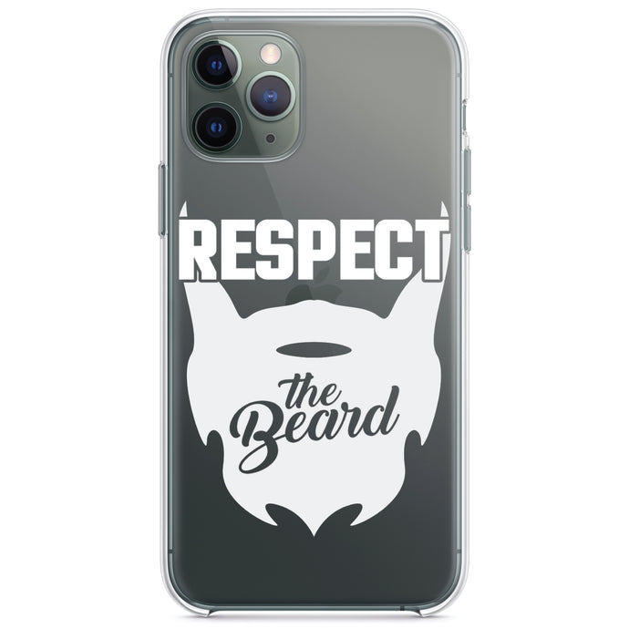 DistinctInk® Clear Shockproof Hybrid Case for Apple iPhone / Samsung Galaxy / Google Pixel - Respect the Beard