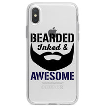 DistinctInk® Clear Shockproof Hybrid Case for Apple iPhone / Samsung Galaxy / Google Pixel - Bearded Inked & Awesome