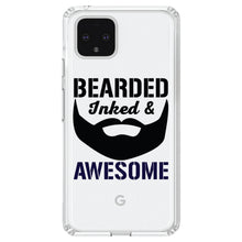 DistinctInk® Clear Shockproof Hybrid Case for Apple iPhone / Samsung Galaxy / Google Pixel - Bearded Inked & Awesome