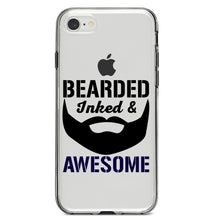 DistinctInk® Clear Shockproof Hybrid Case for Apple iPhone / Samsung Galaxy / Google Pixel - Bearded Inked & Awesome