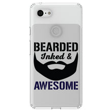 DistinctInk® Clear Shockproof Hybrid Case for Apple iPhone / Samsung Galaxy / Google Pixel - Bearded Inked & Awesome