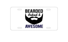 DistinctInk Custom Aluminum Decorative Vanity Front License Plate - Bearded Inked & Awesome