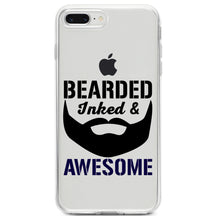 DistinctInk® Clear Shockproof Hybrid Case for Apple iPhone / Samsung Galaxy / Google Pixel - Bearded Inked & Awesome