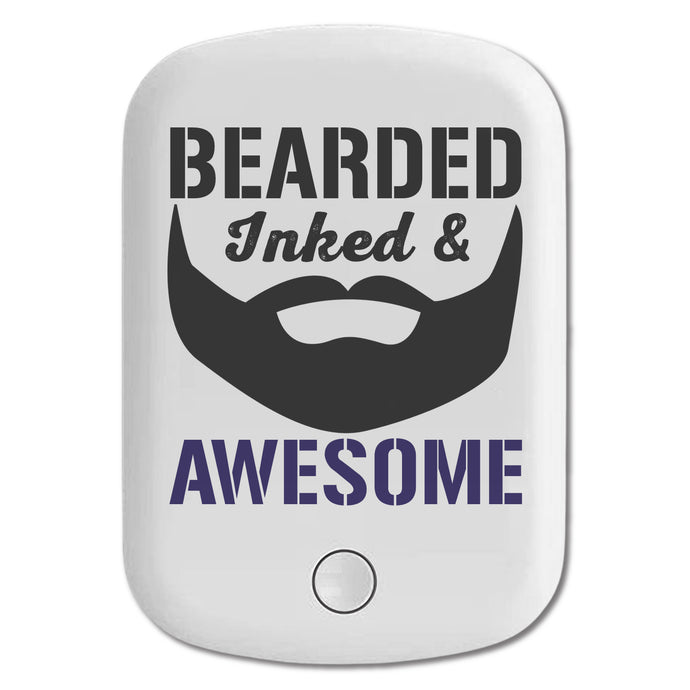DistinctInk Magnetic Battery Pack, Wireless Portable Charger with USB-C Cable, Compatible with MagSafe iPhone 14 / 13 / 12 Series - Bearded Inked & Awesome