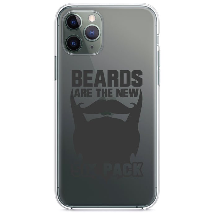 DistinctInk® Clear Shockproof Hybrid Case for Apple iPhone / Samsung Galaxy / Google Pixel - Beards are the New Six Pack