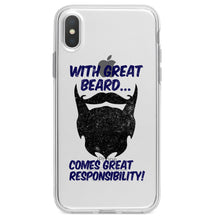 DistinctInk® Clear Shockproof Hybrid Case for Apple iPhone / Samsung Galaxy / Google Pixel - With Great Beard Comes Great Responsibility