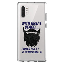 DistinctInk® Clear Shockproof Hybrid Case for Apple iPhone / Samsung Galaxy / Google Pixel - With Great Beard Comes Great Responsibility