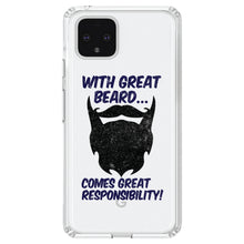 DistinctInk® Clear Shockproof Hybrid Case for Apple iPhone / Samsung Galaxy / Google Pixel - With Great Beard Comes Great Responsibility
