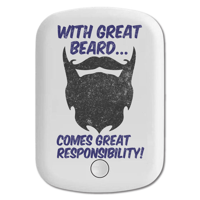 DistinctInk Magnetic Battery Pack, Wireless Portable Charger with USB-C Cable, Compatible with MagSafe iPhone 14 / 13 / 12 Series - With Great Beard Comes Great Responsibility