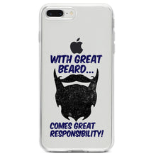 DistinctInk® Clear Shockproof Hybrid Case for Apple iPhone / Samsung Galaxy / Google Pixel - With Great Beard Comes Great Responsibility