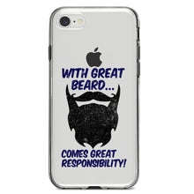 DistinctInk® Clear Shockproof Hybrid Case for Apple iPhone / Samsung Galaxy / Google Pixel - With Great Beard Comes Great Responsibility