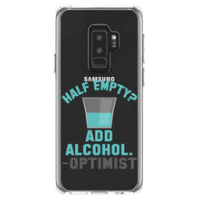 DistinctInk® Clear Shockproof Hybrid Case for Apple iPhone / Samsung Galaxy / Google Pixel - Half Empty?  Add Alcohol.  -Optimist
