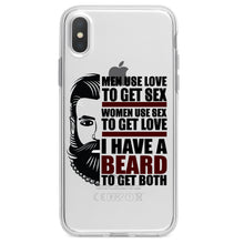 DistinctInk® Clear Shockproof Hybrid Case for Apple iPhone / Samsung Galaxy / Google Pixel - I have a Beard to Get Love & Sex