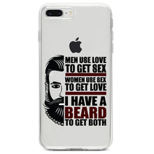 DistinctInk® Clear Shockproof Hybrid Case for Apple iPhone / Samsung Galaxy / Google Pixel - I have a Beard to Get Love & Sex