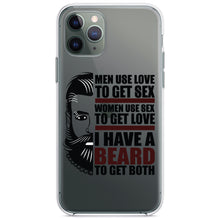 DistinctInk® Clear Shockproof Hybrid Case for Apple iPhone / Samsung Galaxy / Google Pixel - I have a Beard to Get Love & Sex