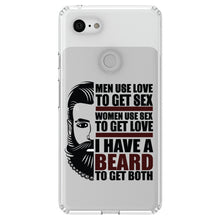 DistinctInk® Clear Shockproof Hybrid Case for Apple iPhone / Samsung Galaxy / Google Pixel - I have a Beard to Get Love & Sex