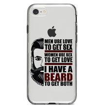 DistinctInk® Clear Shockproof Hybrid Case for Apple iPhone / Samsung Galaxy / Google Pixel - I have a Beard to Get Love & Sex