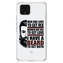 DistinctInk® Clear Shockproof Hybrid Case for Apple iPhone / Samsung Galaxy / Google Pixel - I have a Beard to Get Love & Sex
