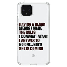 DistinctInk® Clear Shockproof Hybrid Case for Apple iPhone / Samsung Galaxy / Google Pixel - Beard - I Make the Rules, Do What I Want